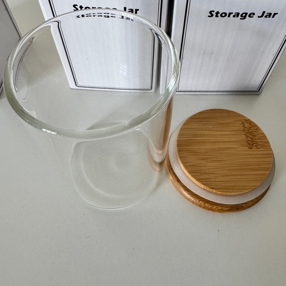 3 Pc Glass Spice Jars - 8oz Empty Round Spice Storage Containers new - Picture 3 of 4